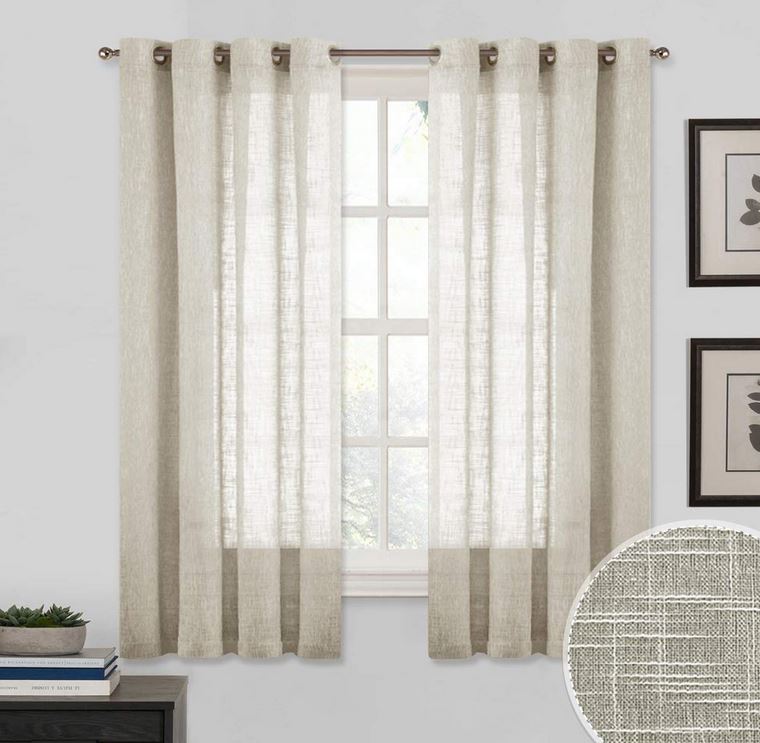 Rideaux à oeillets pour intérieurs - semi-transparents - tissu effet lin - largeur maxi 200 - hauteur individuelle - longueur personnalisée sur demande - art.813