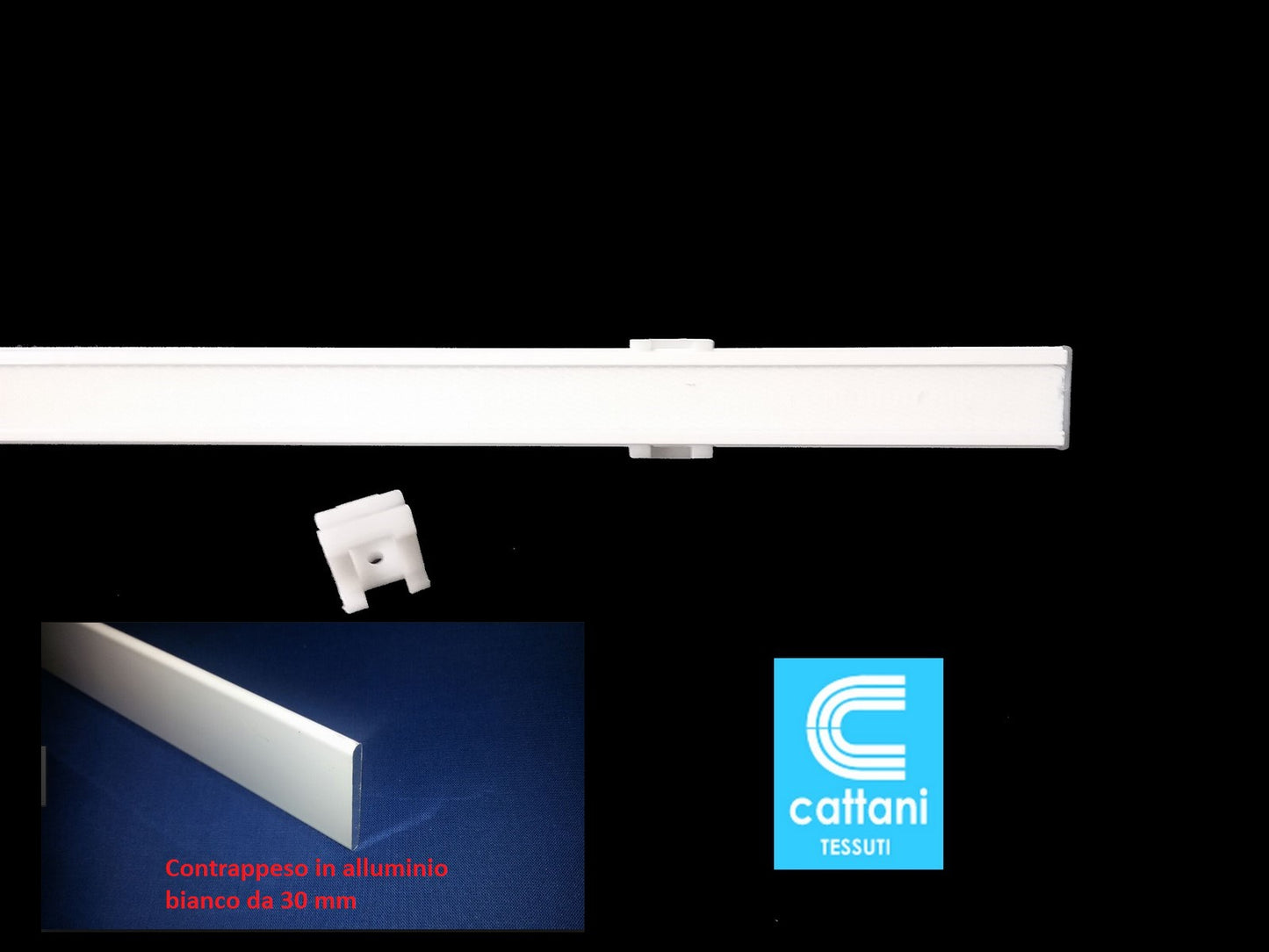 Kit completo Barre avec bande auto-agrippante con supporti e peso inferiore per tenda vetro