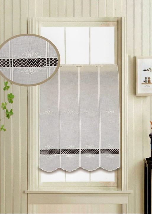 Paire Voilage vitrage brise-bise - brodés - largeur 63/80 cm - art.bavaria -524