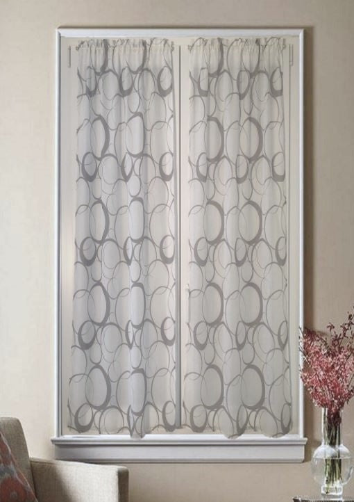 Paire de voilages vitrages à impression numérique - largeur 60-80 cm, hauteur individuelle - blanc/gris-art.521