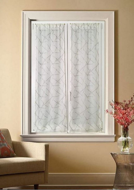 Rideaux de fenêtres et de portes Largeur 45-65-90 cm rideaux sur mesure - coloris blanc/gris - Art.507