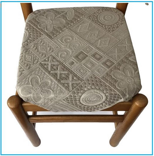 Galettes coussins pour chaise de cuisine Set 4/6 - coloris taupe - Tissu Jacquard Matelasse