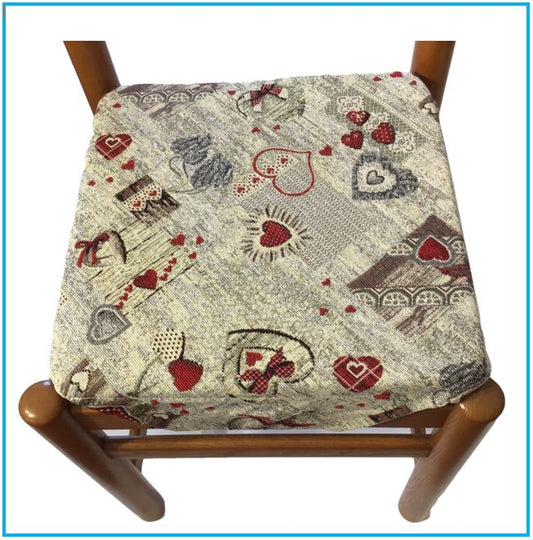 Galettes de chaise à rabats- Set 4/6 Coussins - coloris beige - Tissu Gobelin