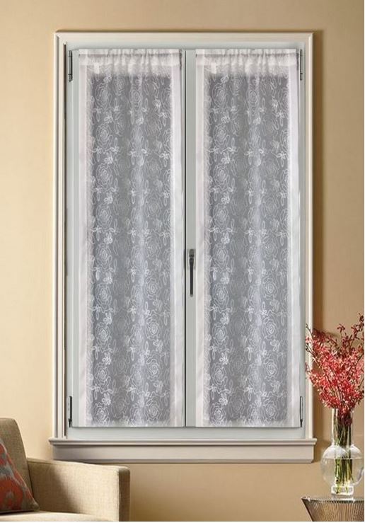 Paire voilages vitrages brodés semi-transparents - largeur 45-70-90 cm