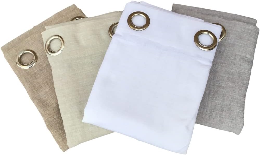 Tende con occhielli disponibili nei colori bianco, lino, grigio e tortora