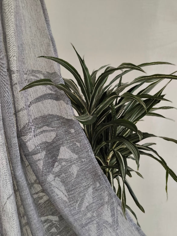 Trasparenza del tessuto grigio effetto lino per tende con occhielli