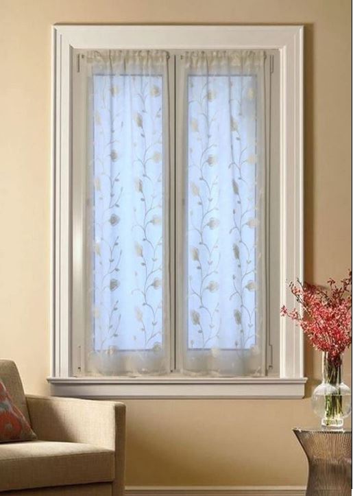 Paire voilages vitrages - passe-tringle  - largeur 65 cm - longueur sur mesure - blanc-gris-rose-art.517