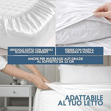 Lenzuolo sotto 180x200 cm in raso di cotone con angoli elasticizzati, completo letto matrimoniale