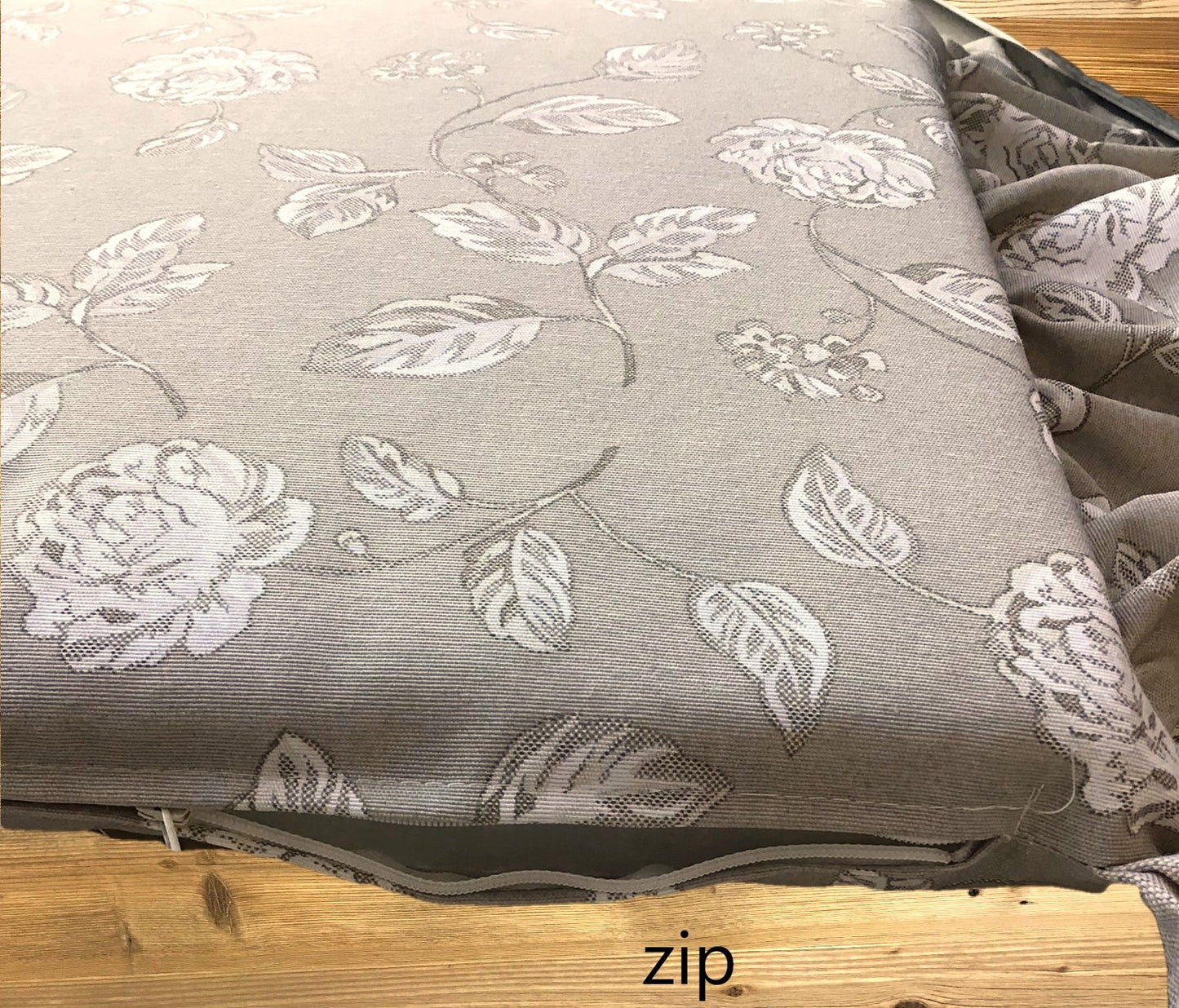 Coussins de chaise à volants - lot de 4 pièces - lavables - tissu coton - coloris gris tourterelle