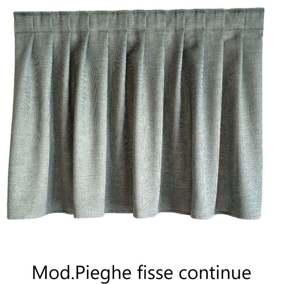 Confezione a pieghe fisse continue per tende moderne realizzate su misura, tende su misura artigianali moderne dettaglio sartoriale