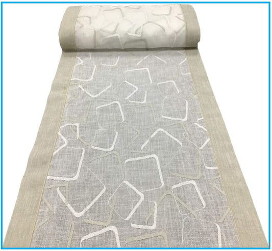 Tissu au Mètre, pour voilage vitrage, brise-bise, panneau japonais, stores Romains - Largeur de 45 à 90 cm- effet lin blanc/beige