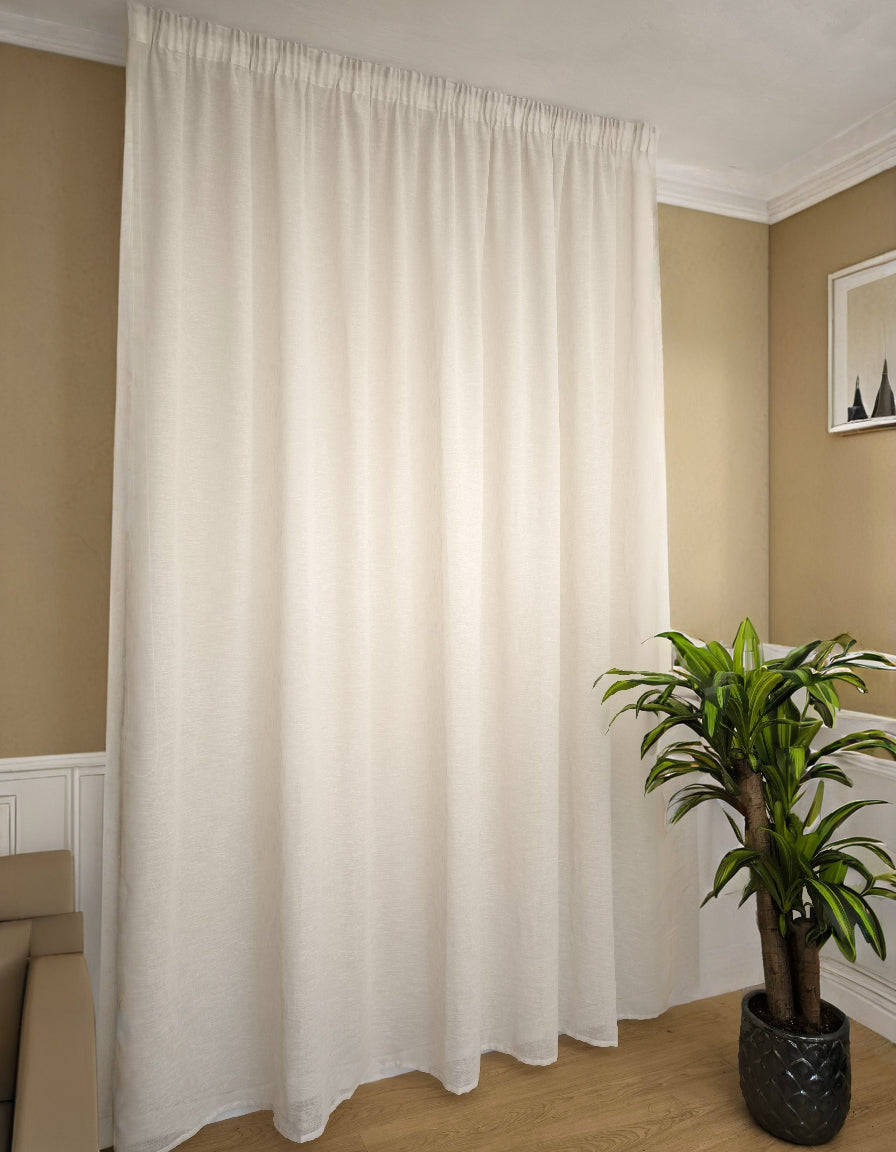 Tenda su misura con fettuccia appesa a binario – effetto lino naturale - colore lino