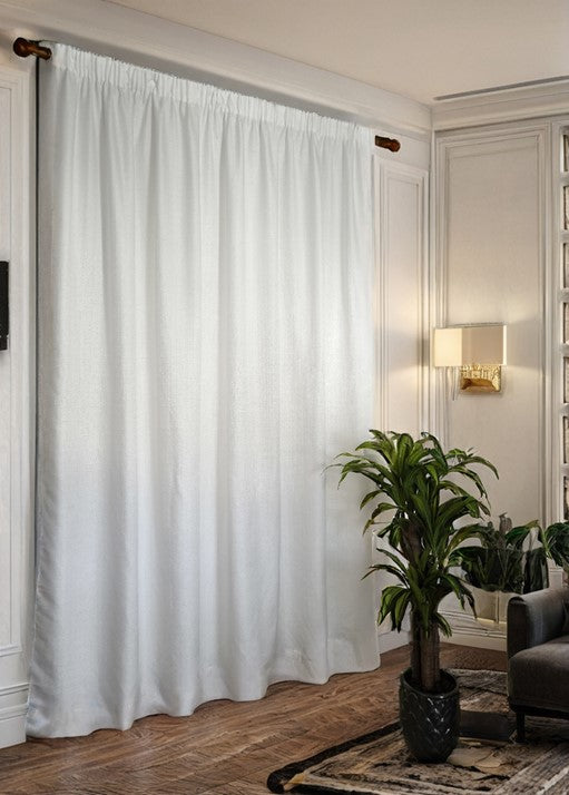 Tenda filtrante bianca per salotto con fettuccia arricciatenda, 200 cm stesa, per binario 100/120 cm