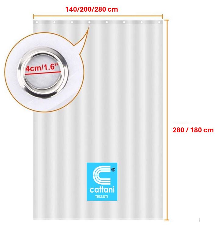 Pannello teso della tenda con le larghezze disponibili: 140 cm, 200 cm e 280 cm