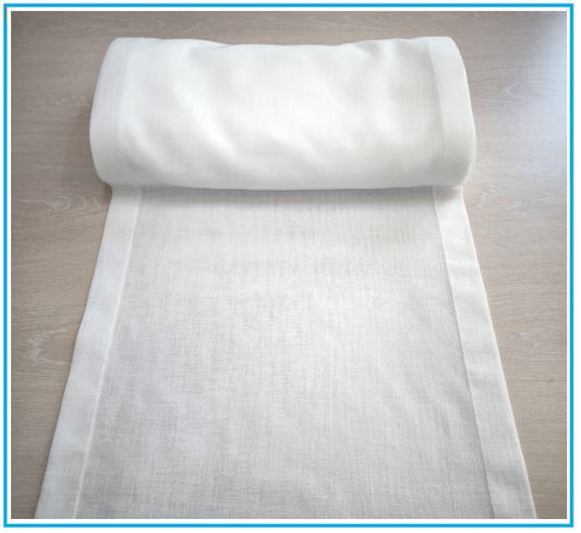 Tessuto per tende a vetro effetto lino bianco naturale, venduto a metraggio