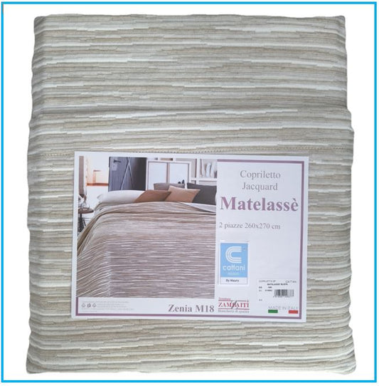 Copriletto Matrimoniale Mezza Stagione ed Estivo - Tessuto Jacquard Matelassé - Beige